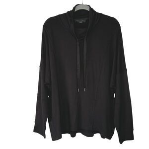 Tahari Cowl Neck Dolman Pullover Top XL Black Stretch Soft Lounge Athleisure
